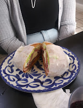Burrito grande, split down the middle